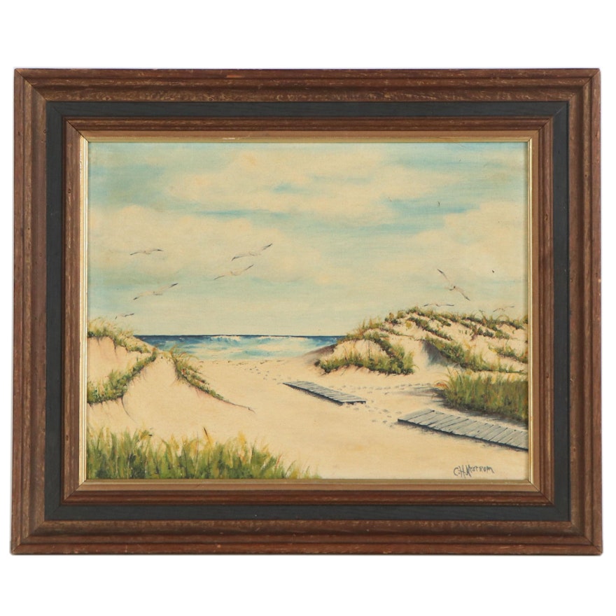 Landscape Oil Painting "Broken Board Walk," 1973