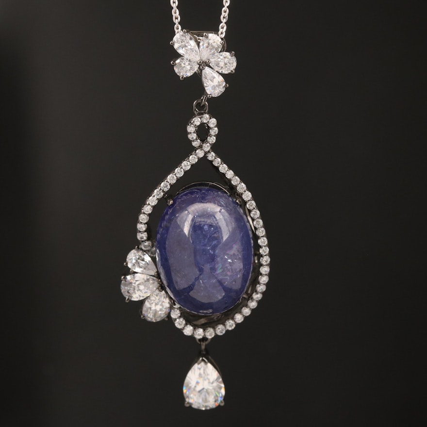 Sterling Tanzanite and Cubic Zirconia Necklace