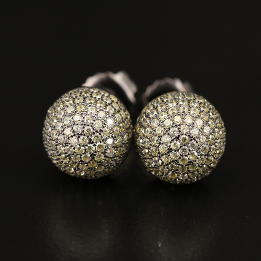 Sterling Cubic Zirconia Orb Stud Earrings