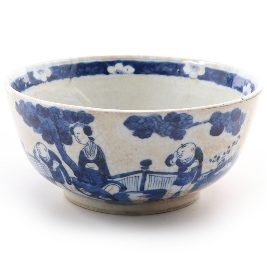 Chinese Kangxi Blue and White Porcelain Bowl, Early 20th Century
