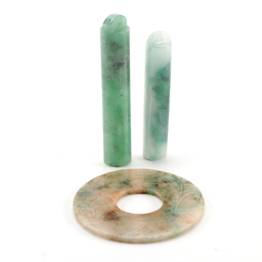 East Asian Nephrite Pendants and Disc