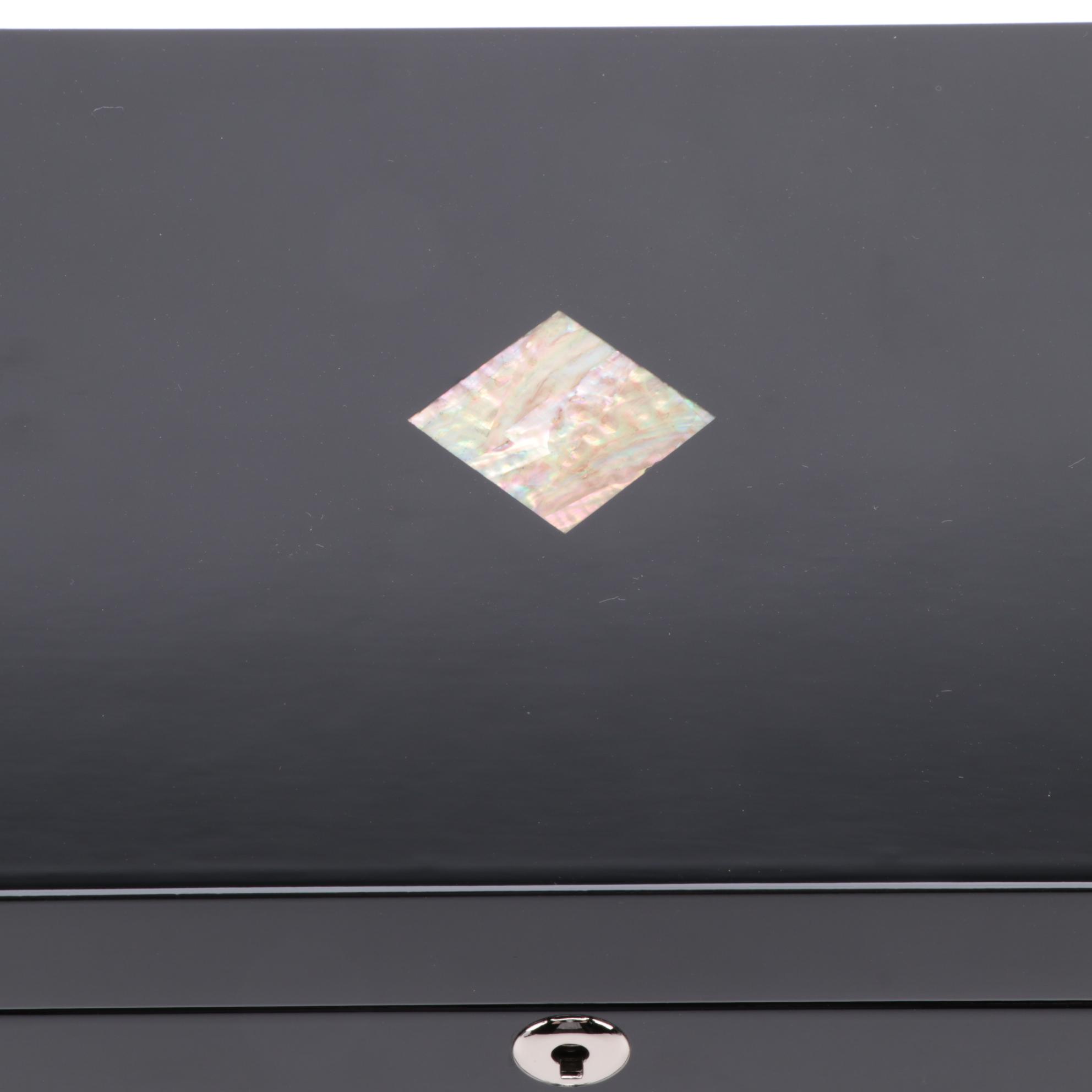 Jere Wooden Jewelry Box with Glossy Black Finish