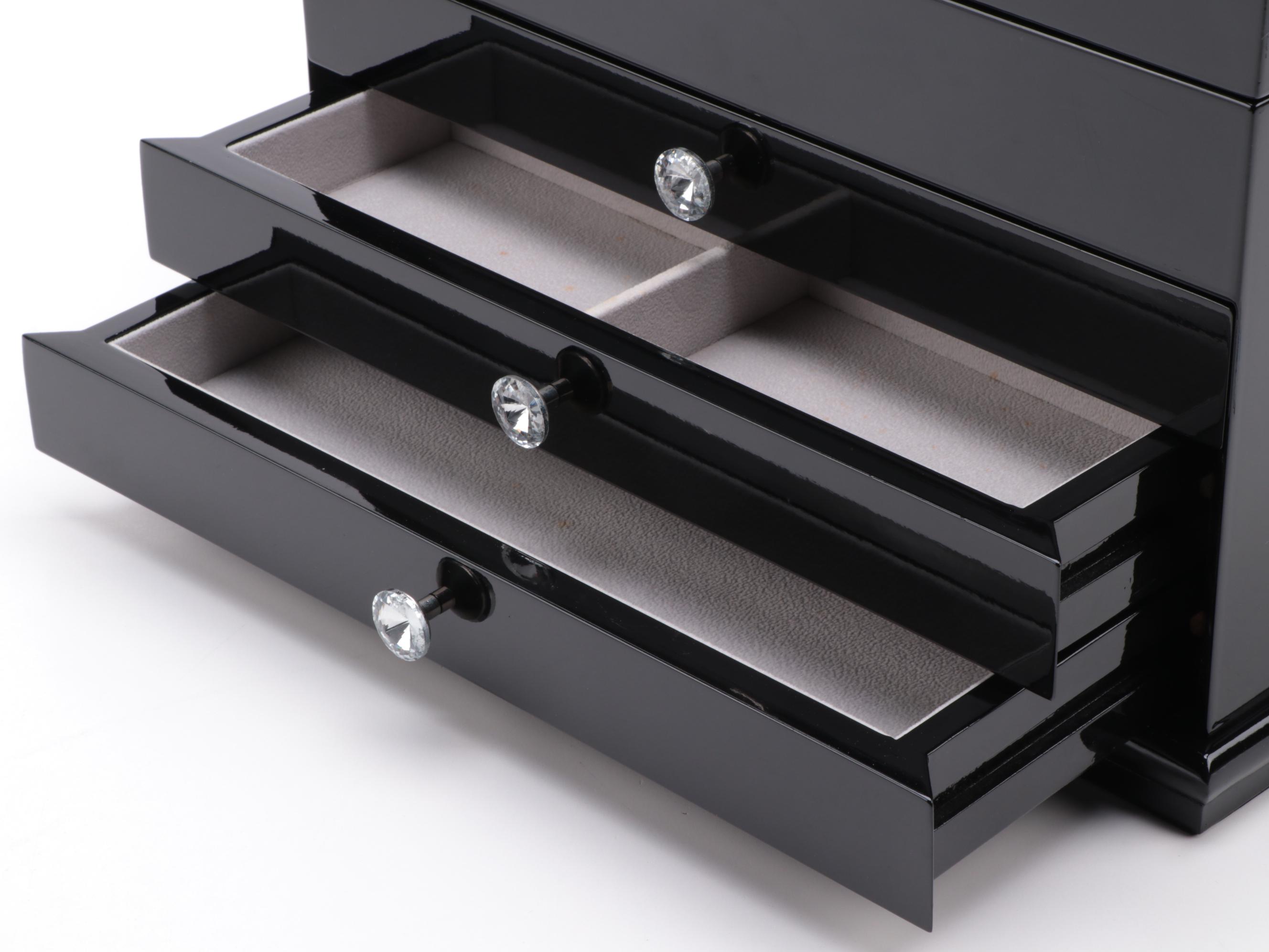 Jere Wooden Jewelry Box with Glossy Black Finish