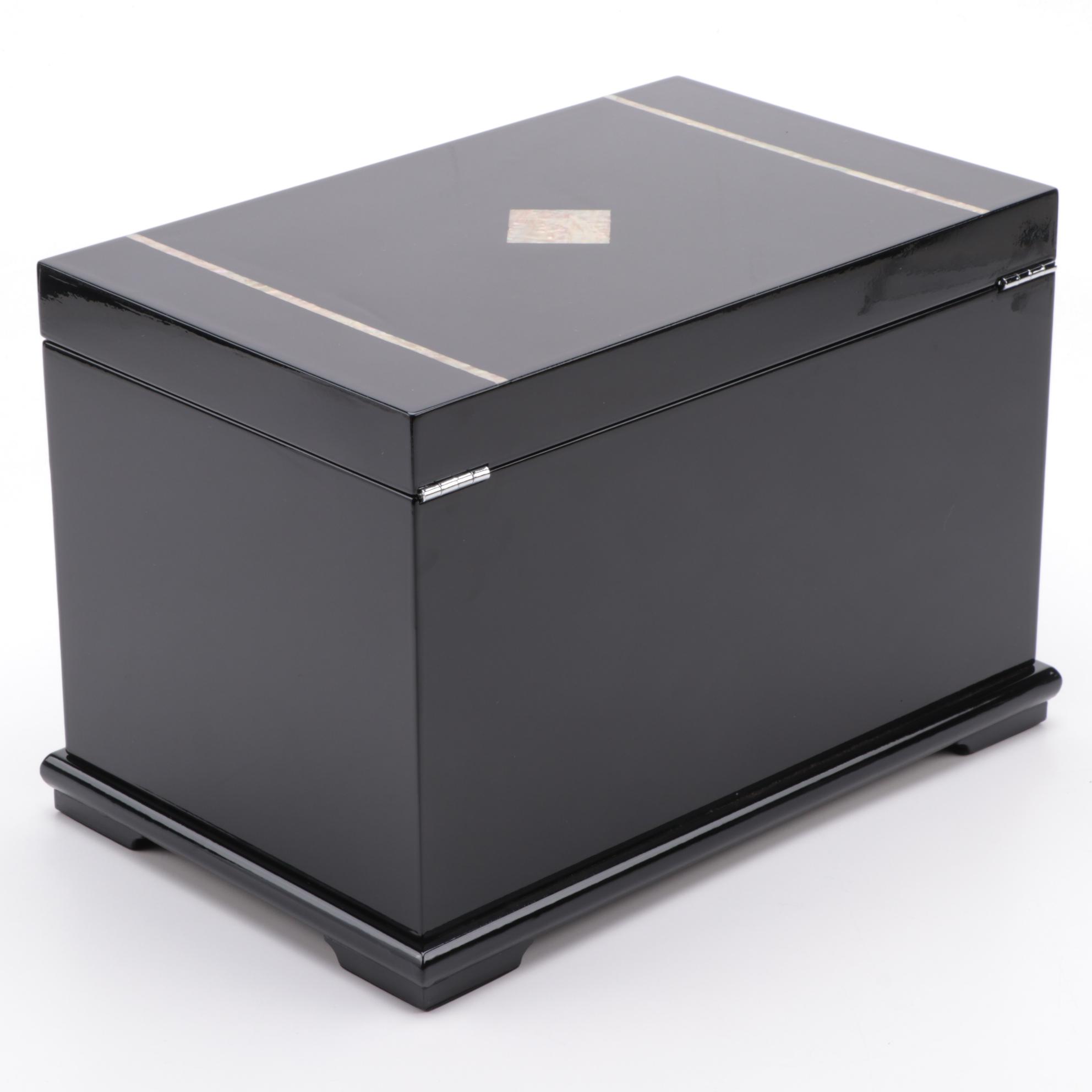 Jere Wooden Jewelry Box with Glossy Black Finish