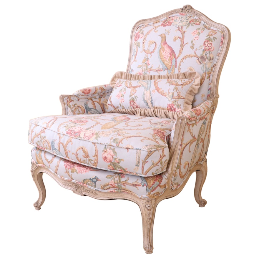 Louis XV Style Floral Upholstered Bergère, Mid to Late 20th Century