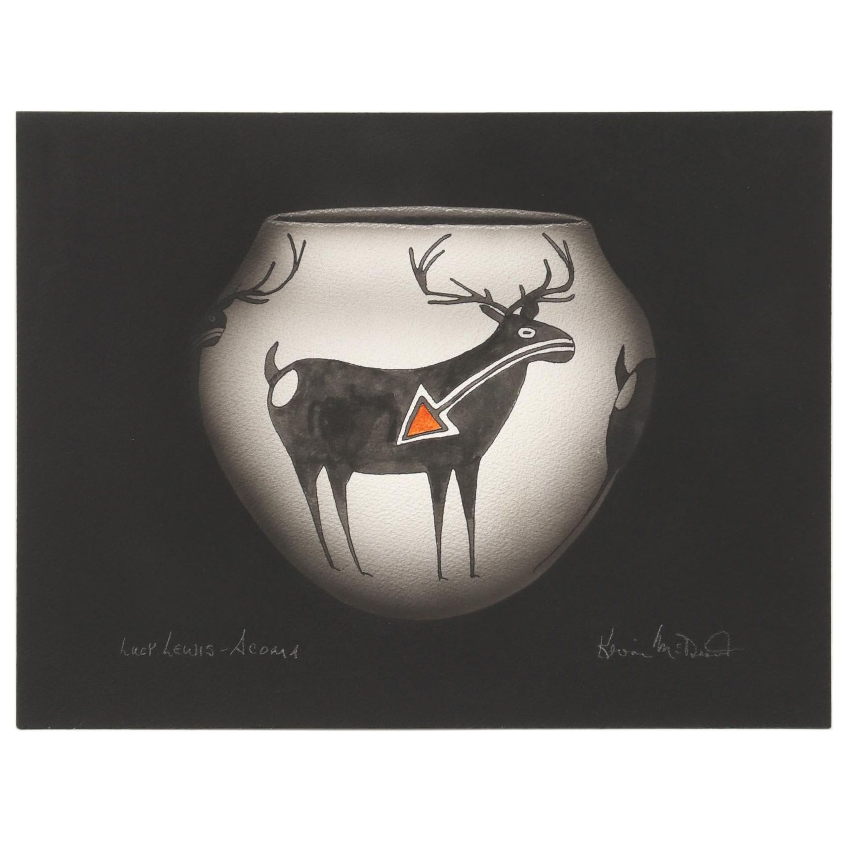 Kevin McDermott Watercolor Painting "Lucy Lewis - Acoma"
