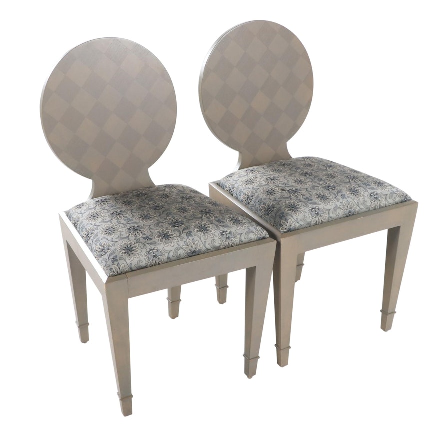 Pair of Donghia Neoclassical Style Paint-Decorated Side Chairs