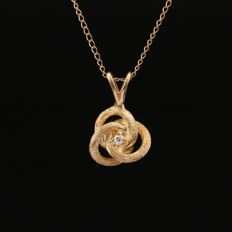 14K Diamond Love Knot Necklace