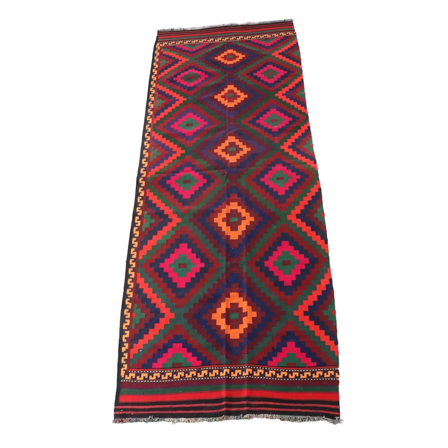 4'11 x 14'4 Handwoven Afghan Kilim Wool Rug