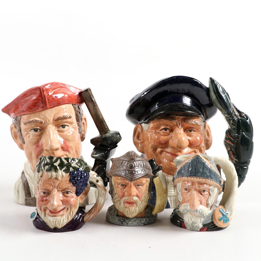 Royal Doulton "Lobster Man" and Other Toby Character Jugs, Mid-20th Century