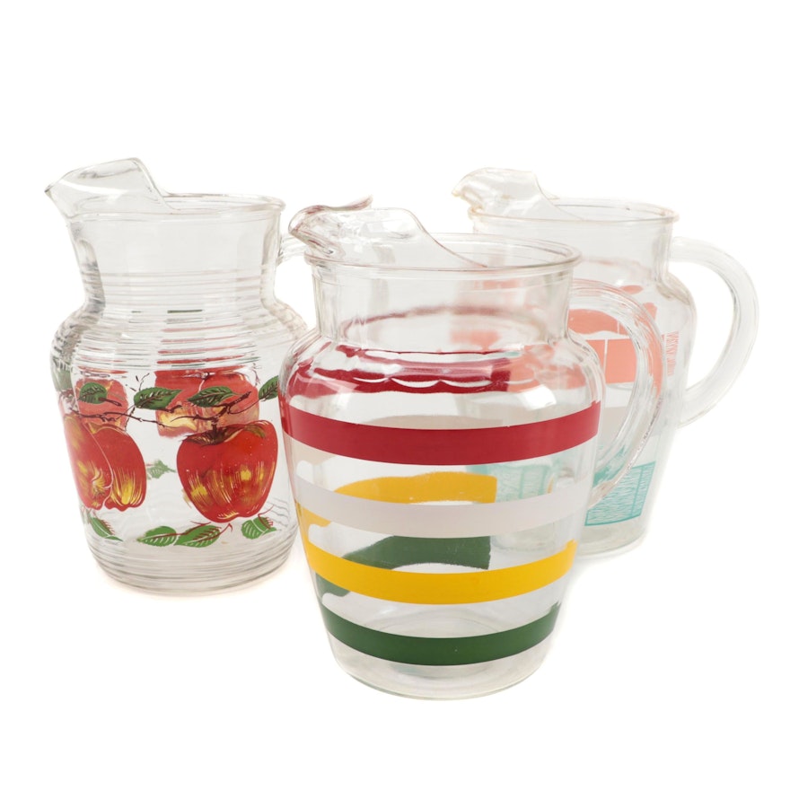 Glass Pitchers with Painted and Transferred Designs