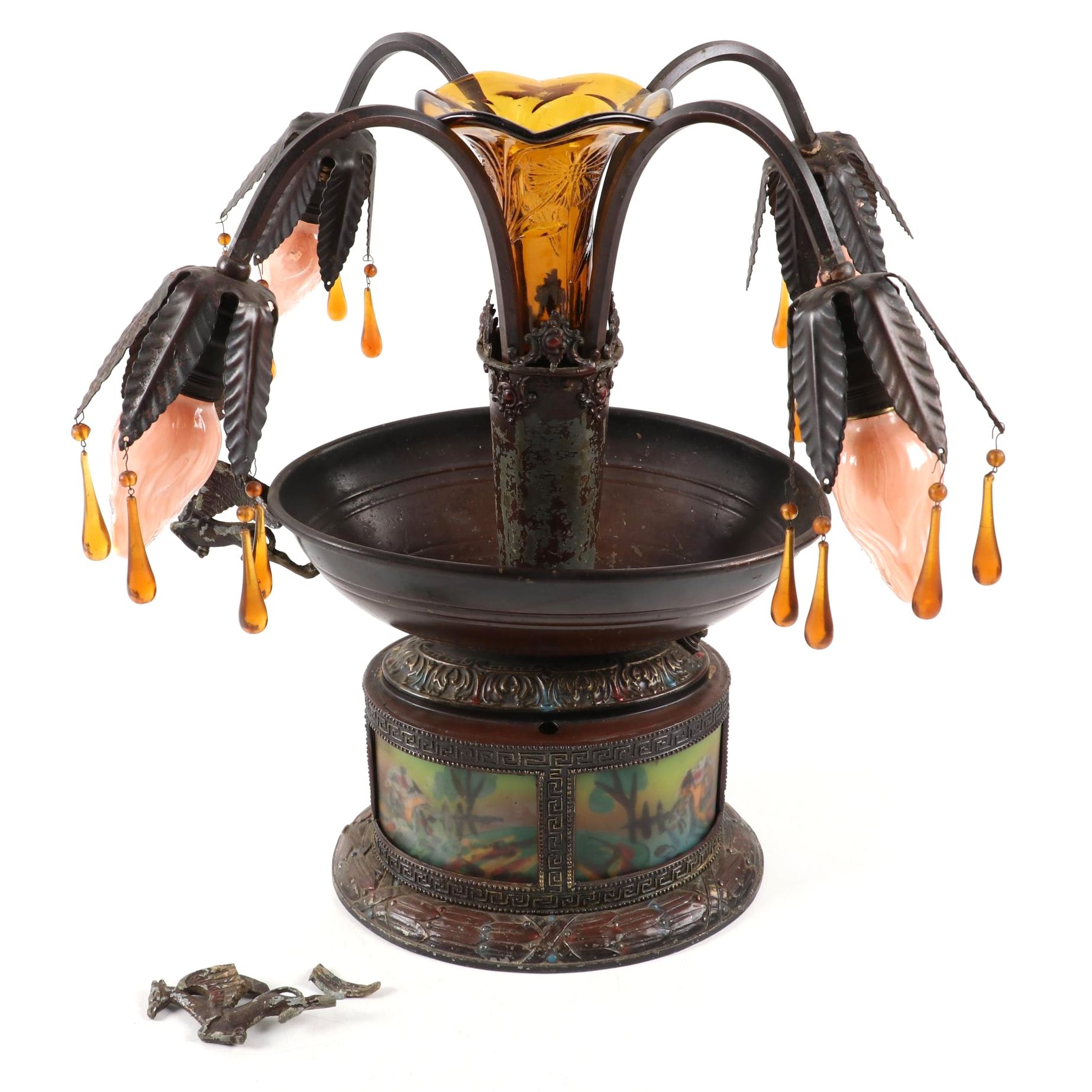 Miller Lamp Co. "Griffin" Style Epergne Table Lamp, Early 20th Century