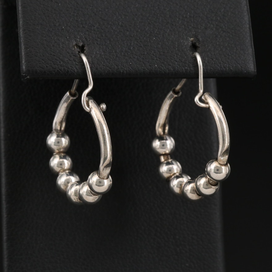 Sterling Silver Ball Hoop Earrings