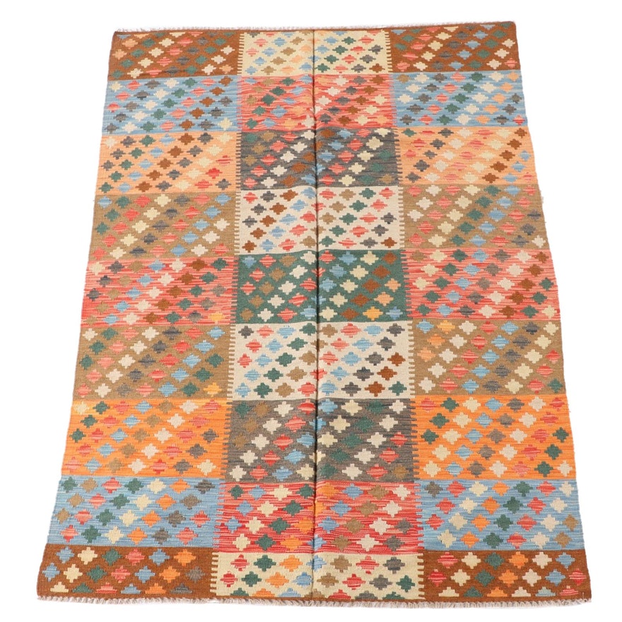 5'6 x 8'4 Handwoven Afghan Wool Kilim Area Rug