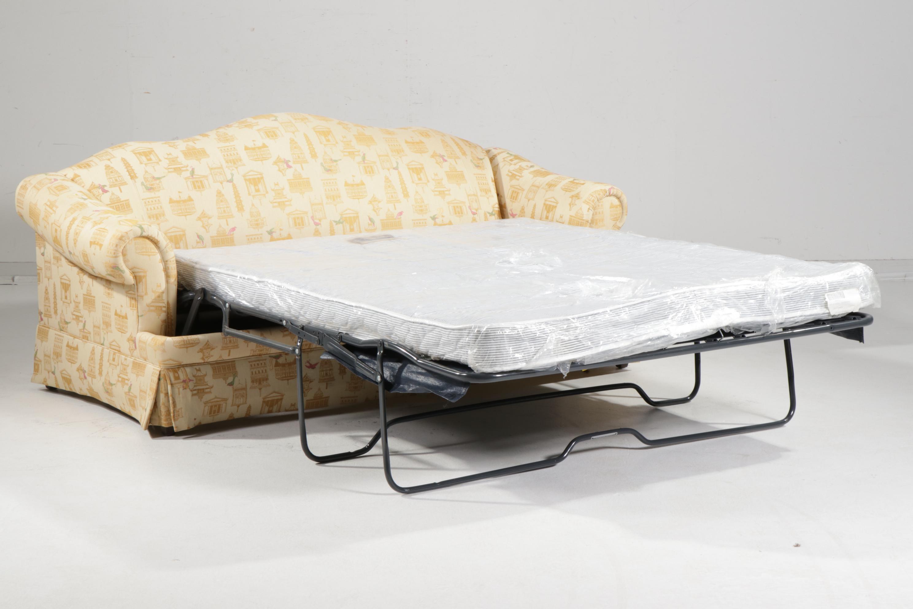 Sherrill Camelback Upholstered Sleeper Sofa, 21st Century