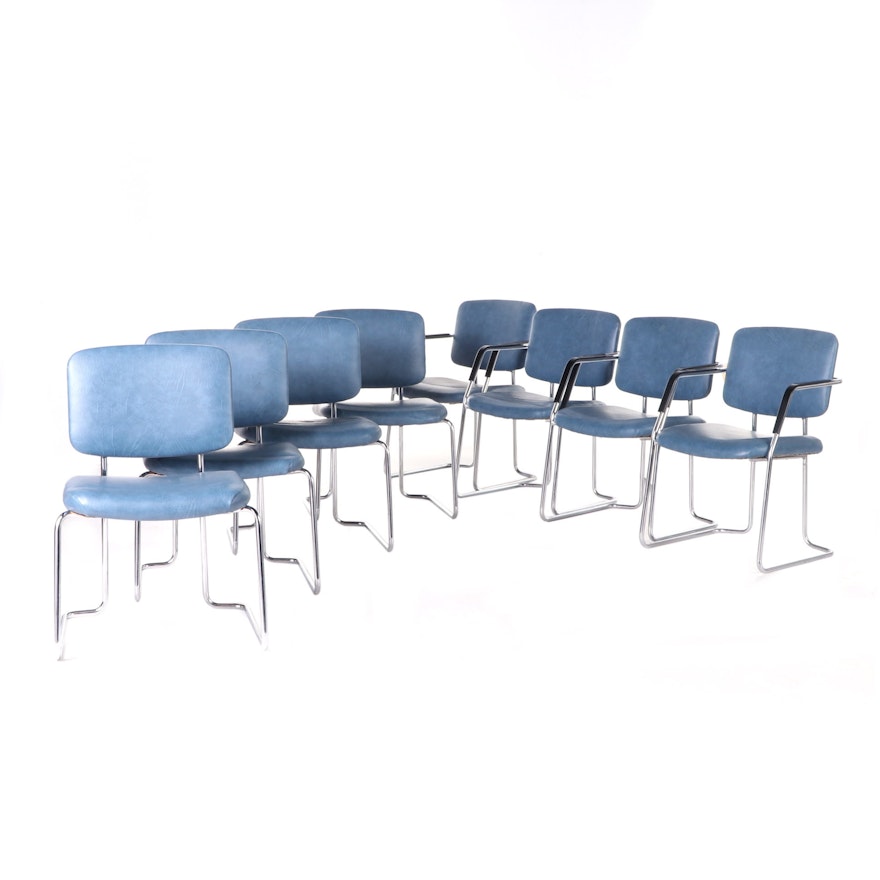 InterRoyal Vinyl and Chrome Sled Base Chairs, Mid-20th Century