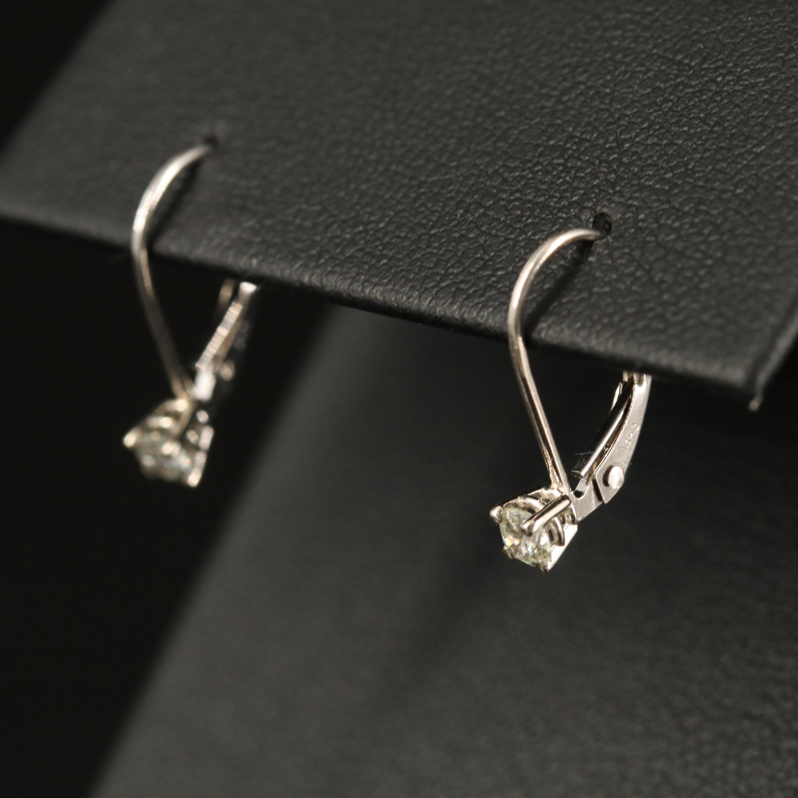 14K Diamond Drop Earrings