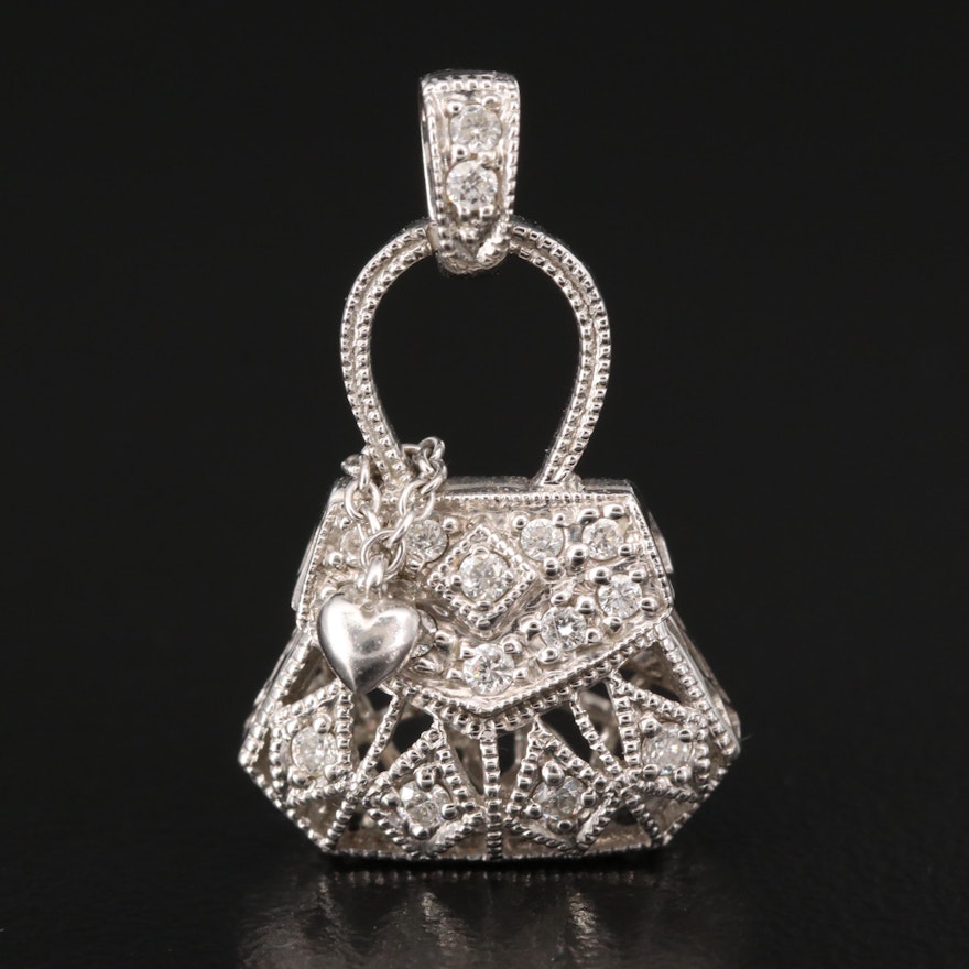 14K Diamond Purse Pendant