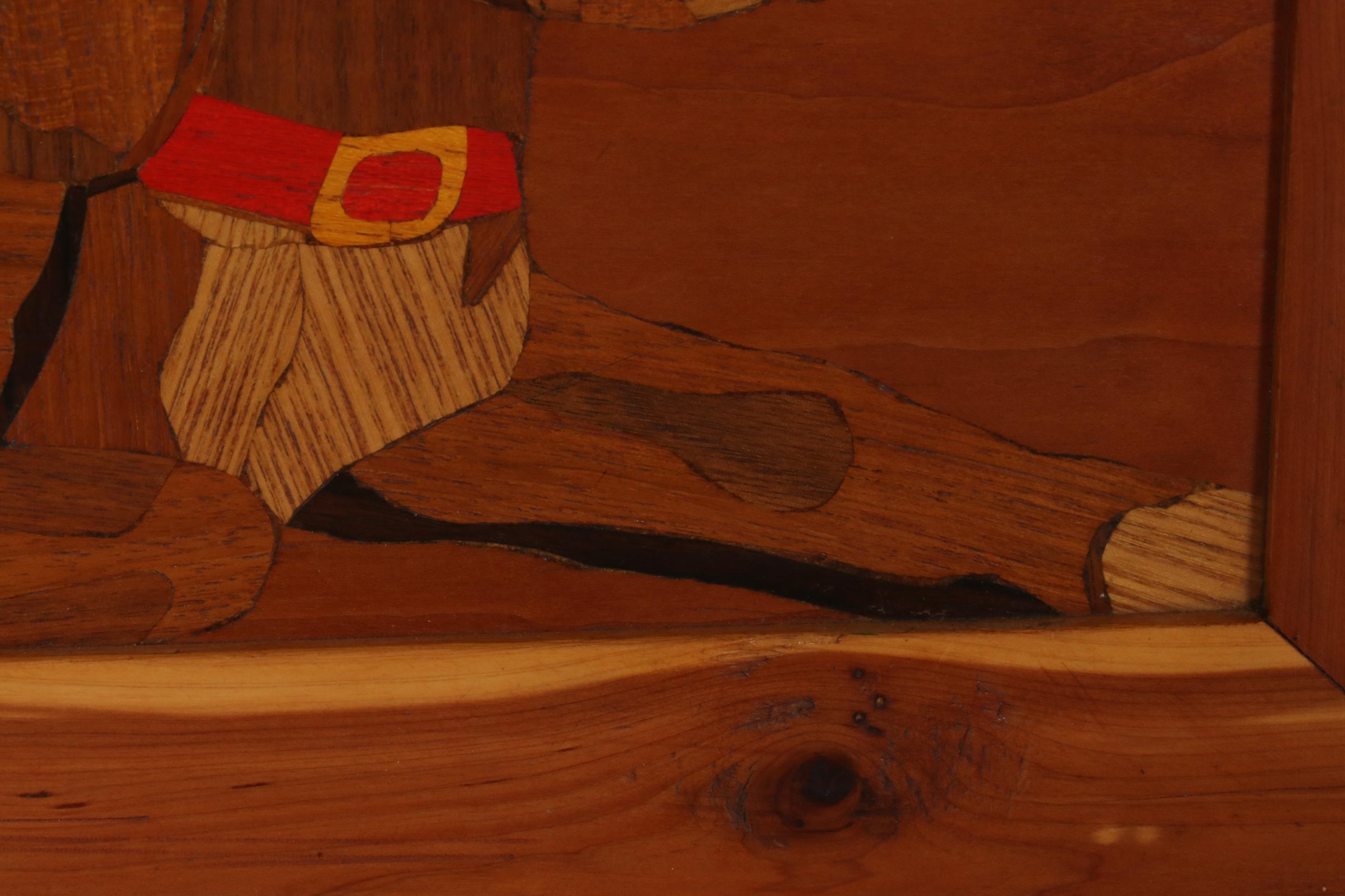 Marquetry and Photograph of Canine Portraits, Late 20th Century