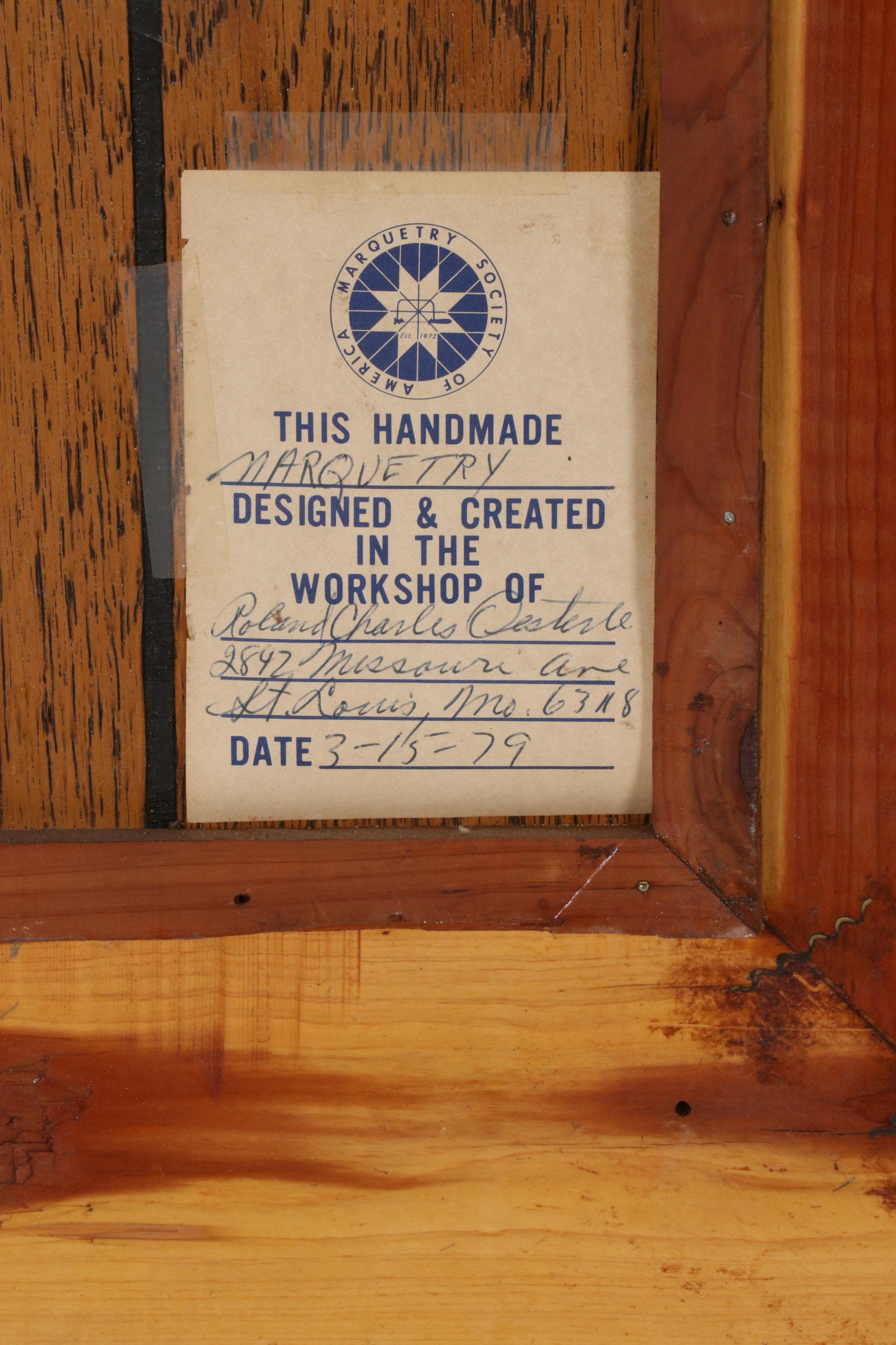 Marquetry and Photograph of Canine Portraits, Late 20th Century
