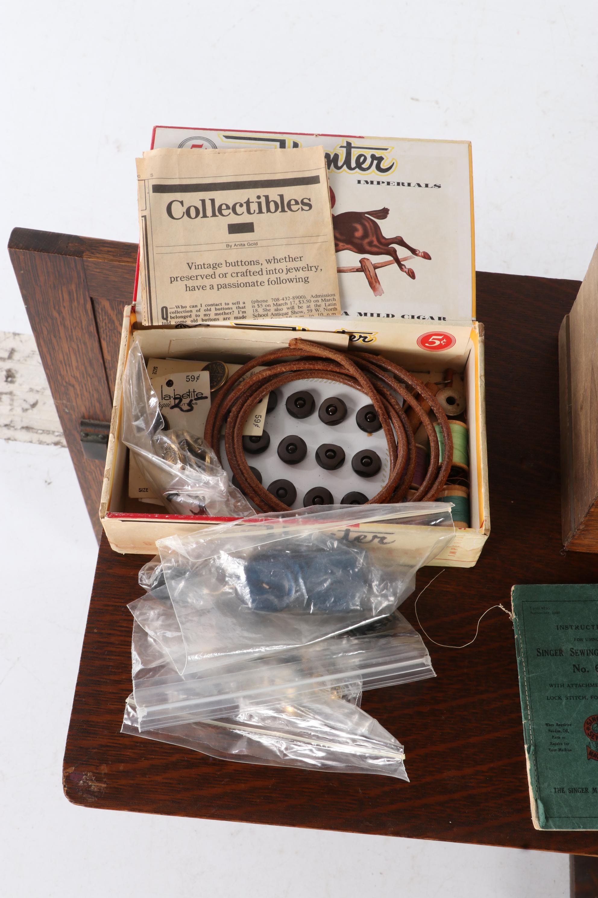 Singer Treadle Sewing Machine No. 66 with Open Side Cabinet No. 23, circa 1922