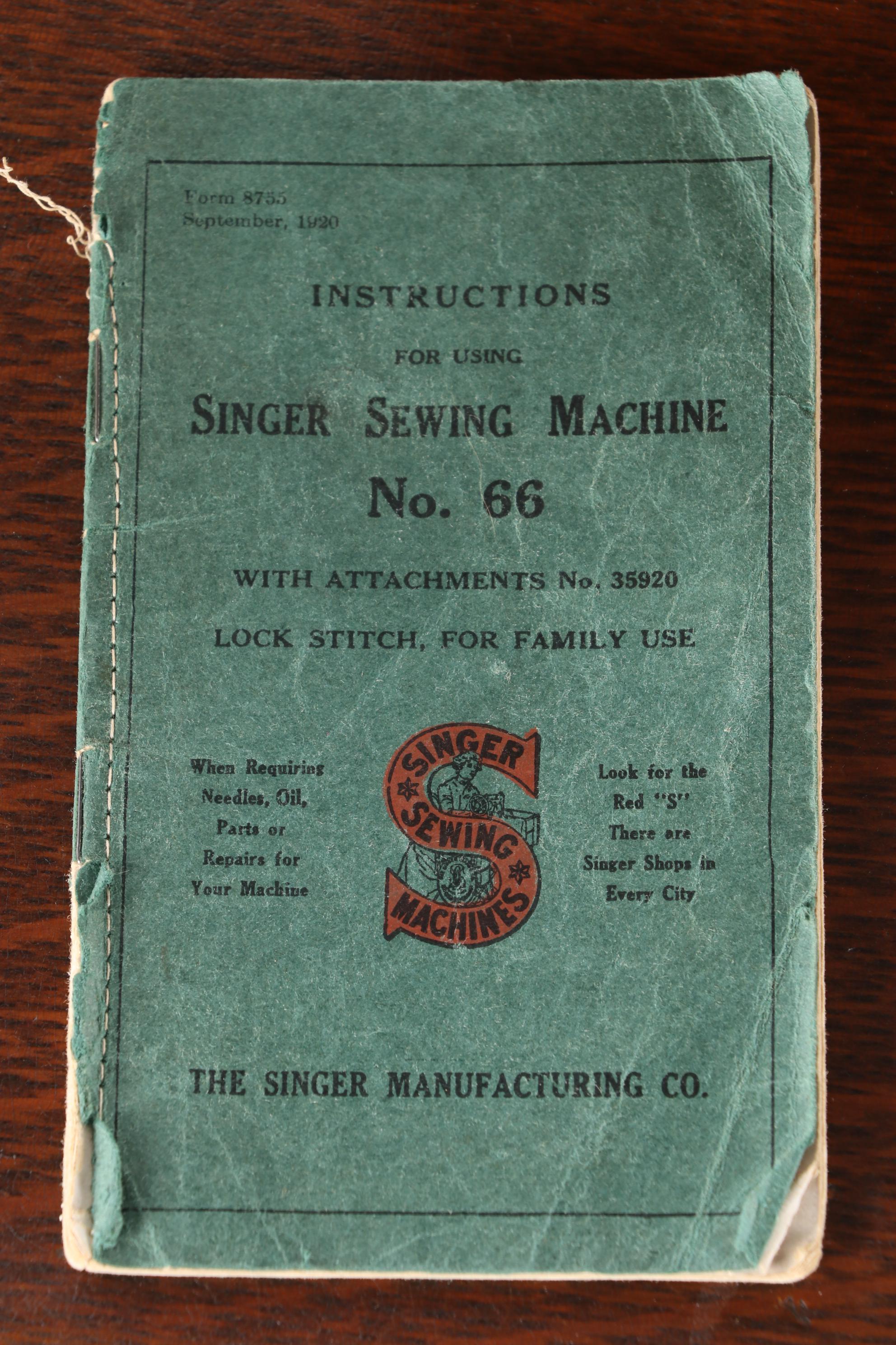 Singer Treadle Sewing Machine No. 66 with Open Side Cabinet No. 23, circa 1922