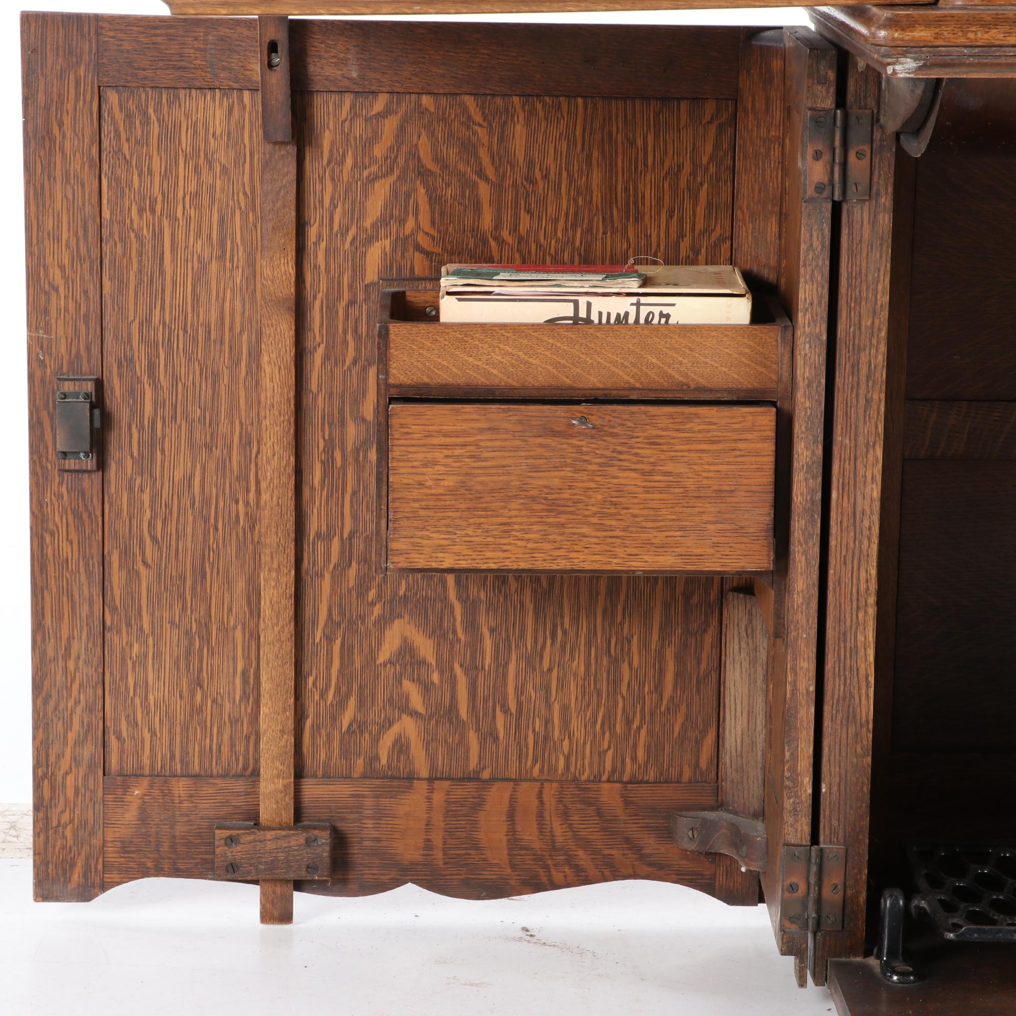 Singer Treadle Sewing Machine No. 66 with Open Side Cabinet No. 23, circa 1922
