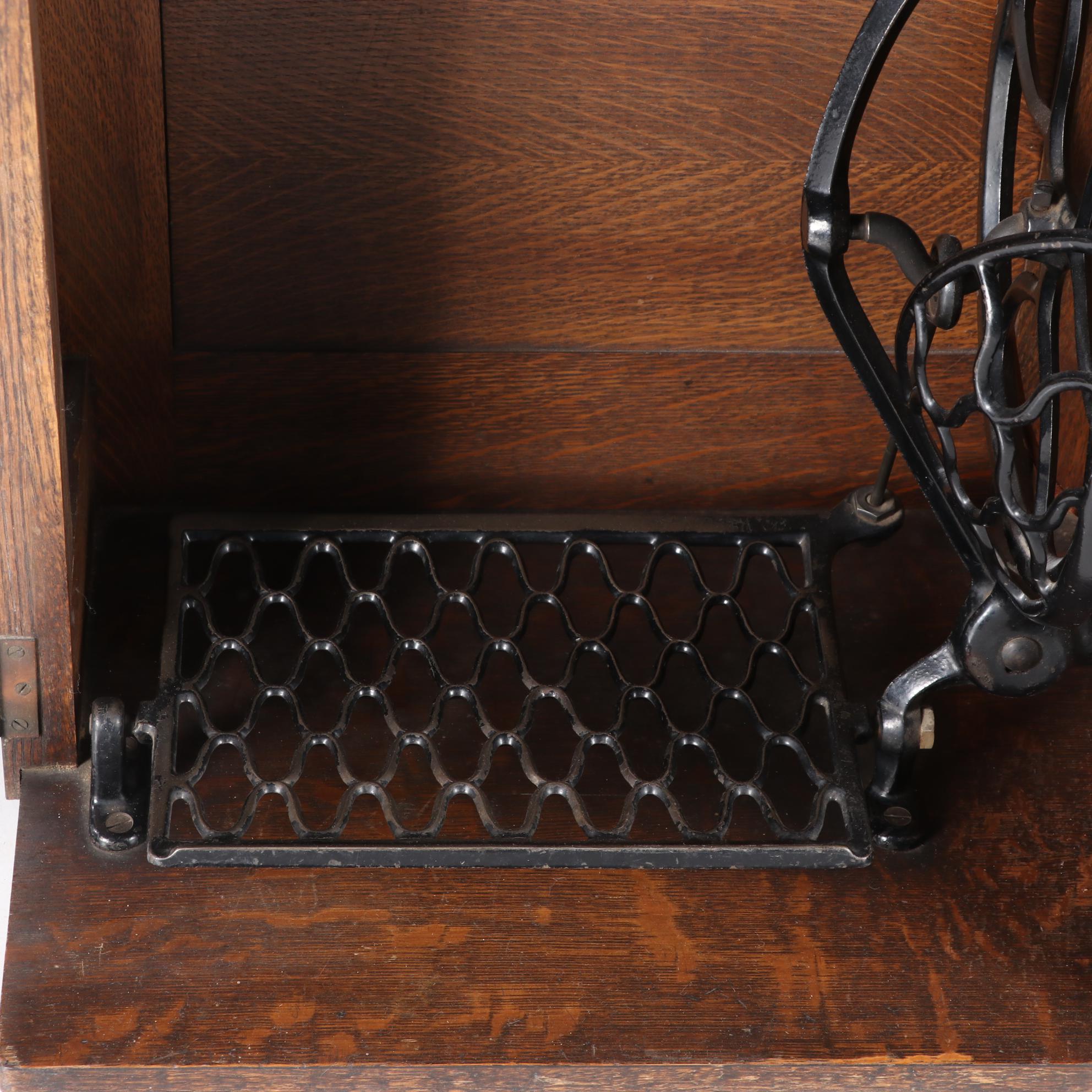 Singer Treadle Sewing Machine No. 66 with Open Side Cabinet No. 23, circa 1922