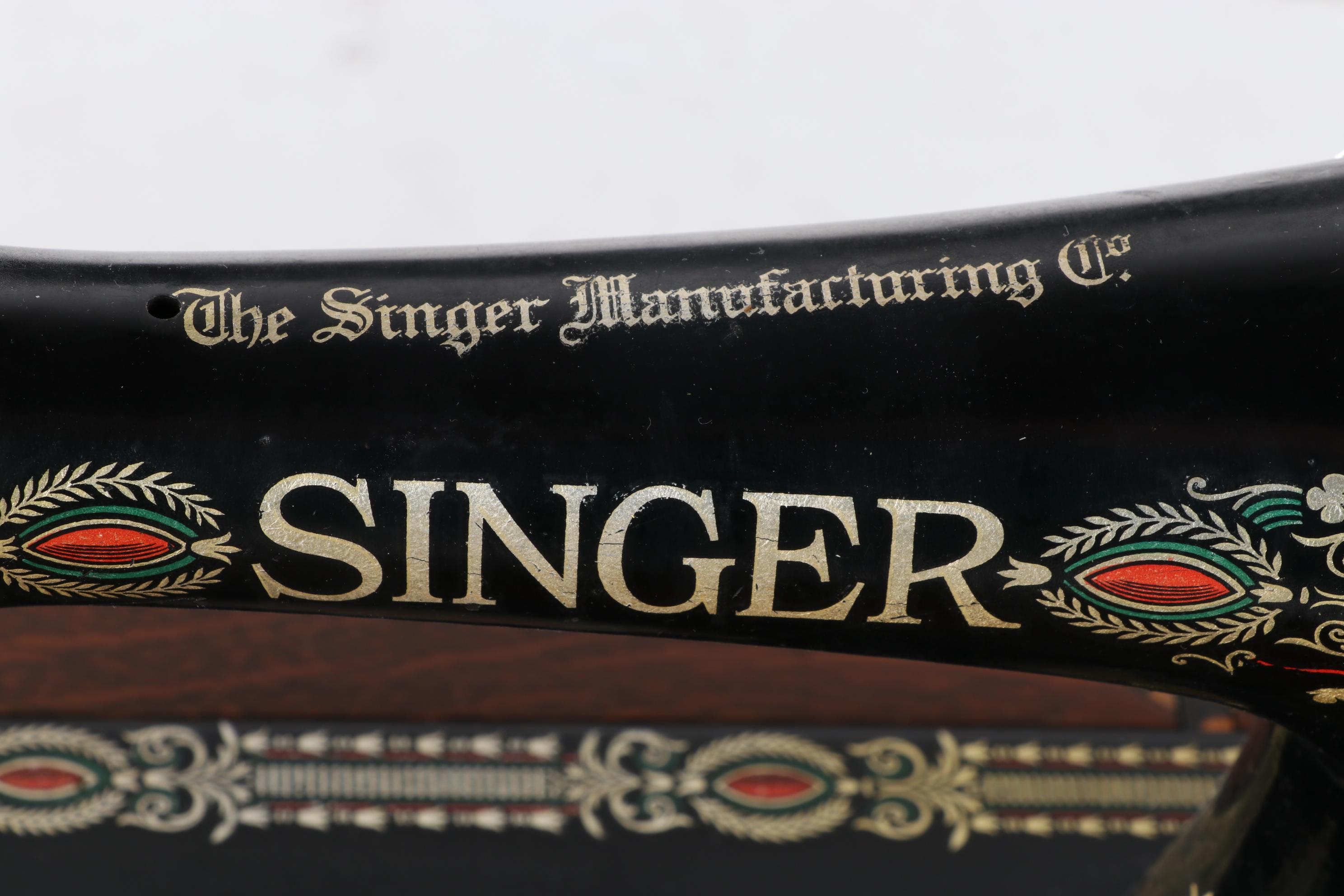 Singer Treadle Sewing Machine No. 66 with Open Side Cabinet No. 23, circa 1922