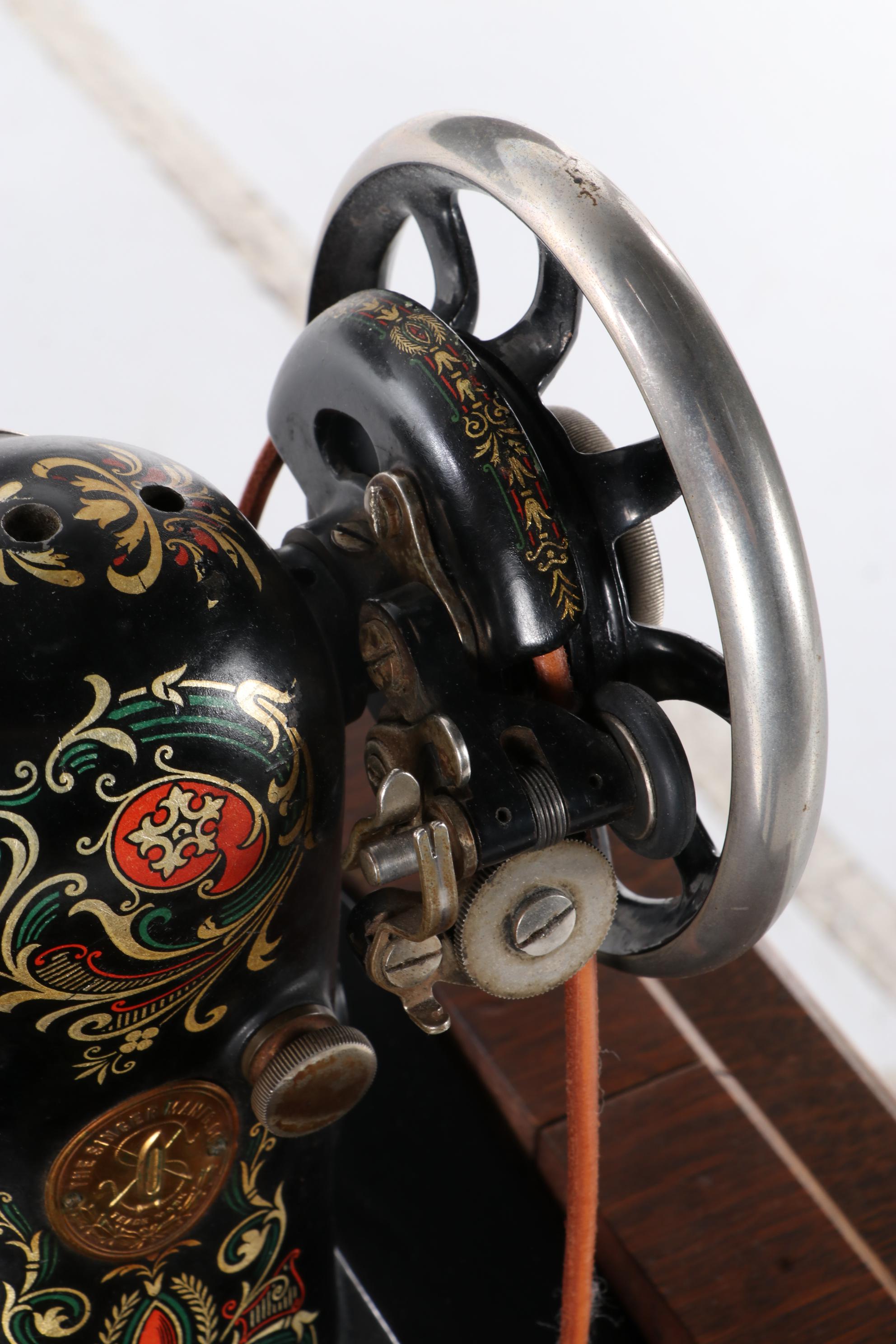 Singer Treadle Sewing Machine No. 66 with Open Side Cabinet No. 23, circa 1922