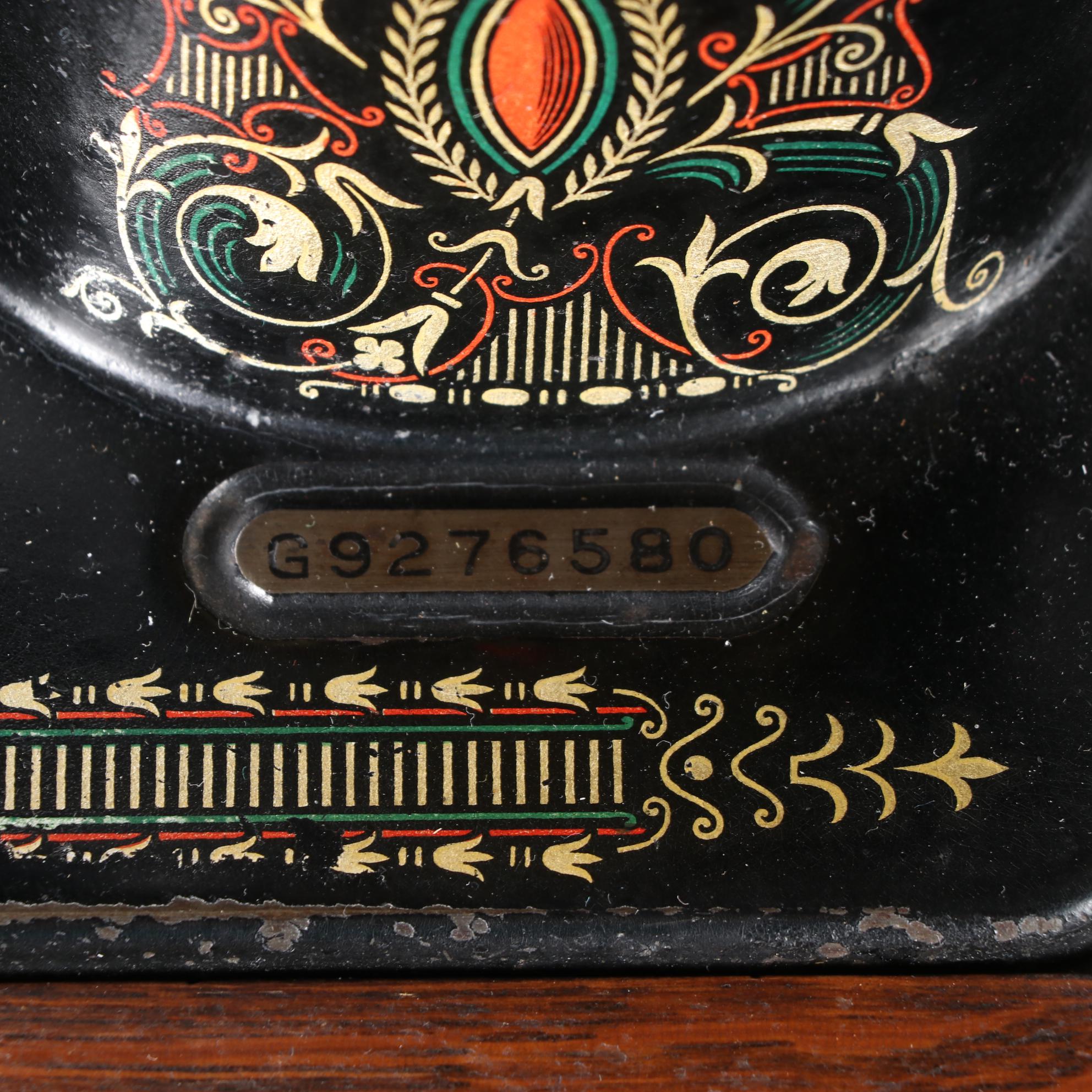 Singer Treadle Sewing Machine No. 66 with Open Side Cabinet No. 23, circa 1922