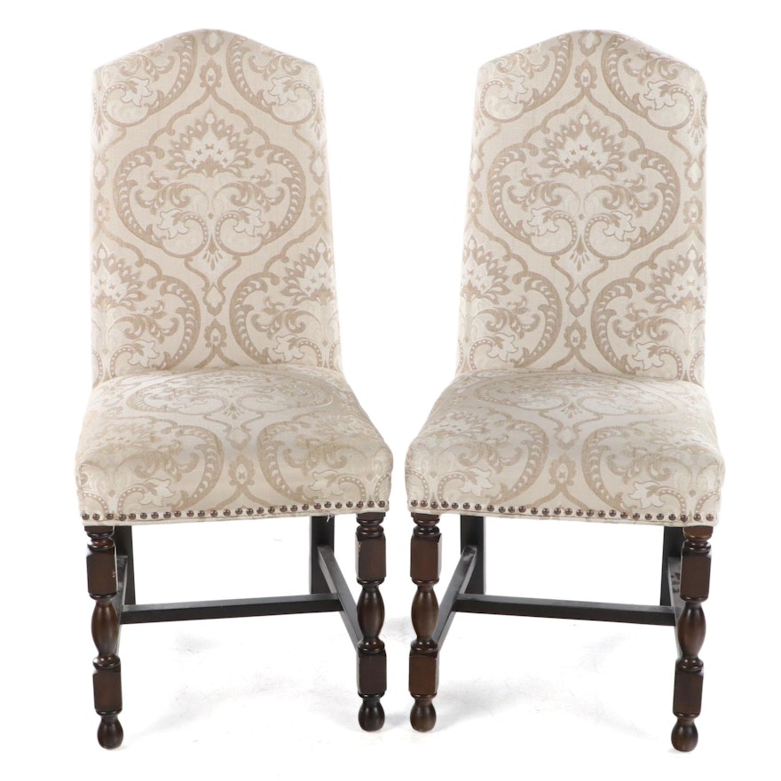 Pair of Upholstered Side Chairs with Nailhead Trim