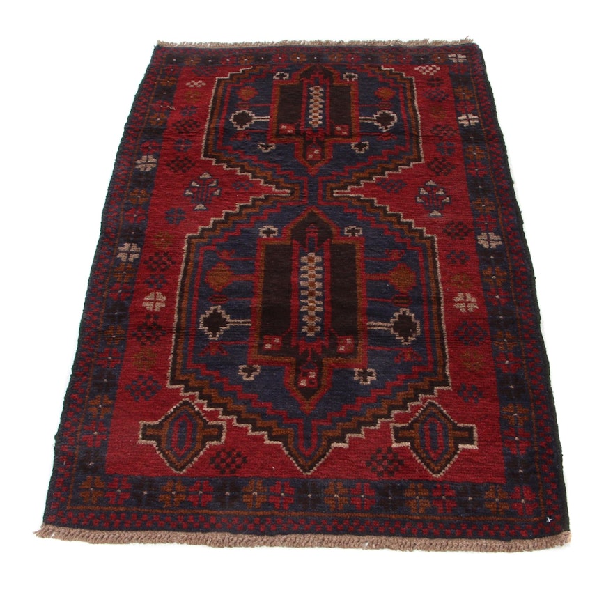 2'10 x 4'8 Hand-Knotted Afghan Baluch Accent Rug, 2000s