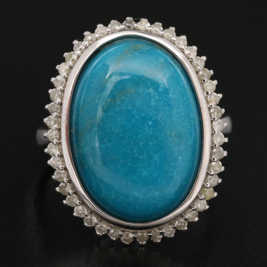 Sterling Silver Chrysocolla and Diamond Ring