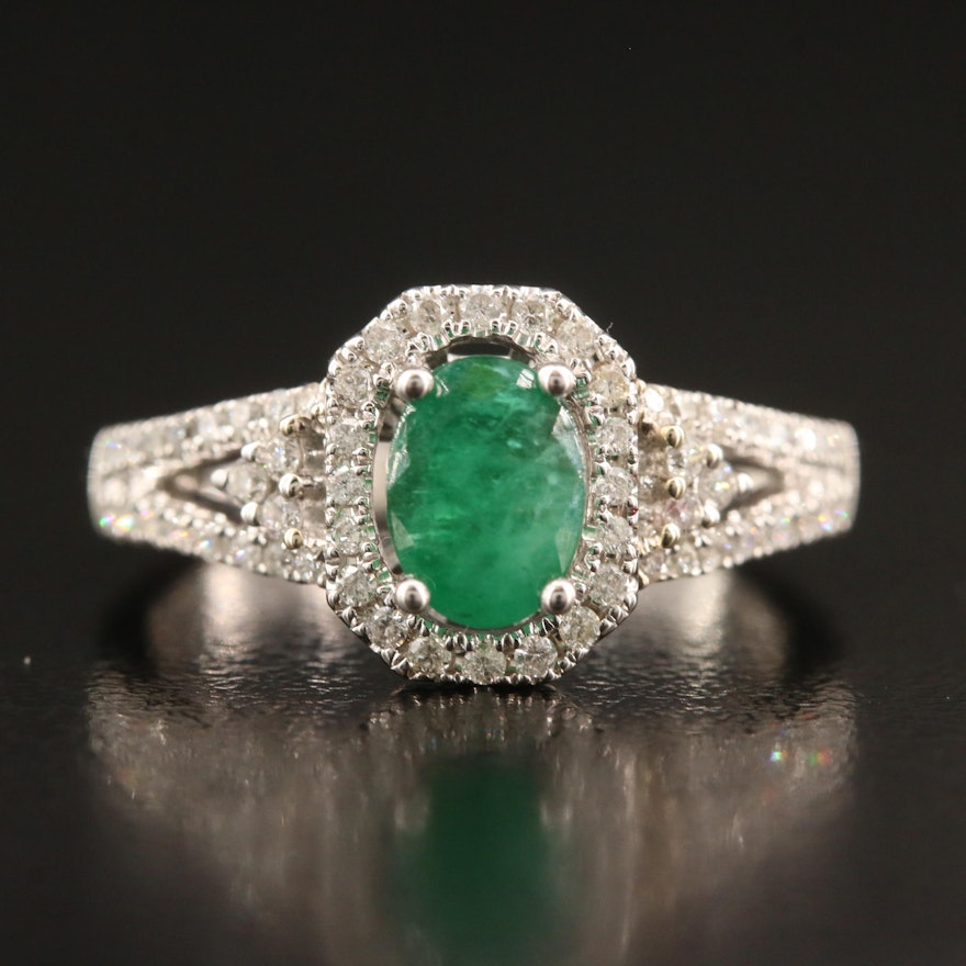 14K 3.20 CT Emerald and Diamond Ring