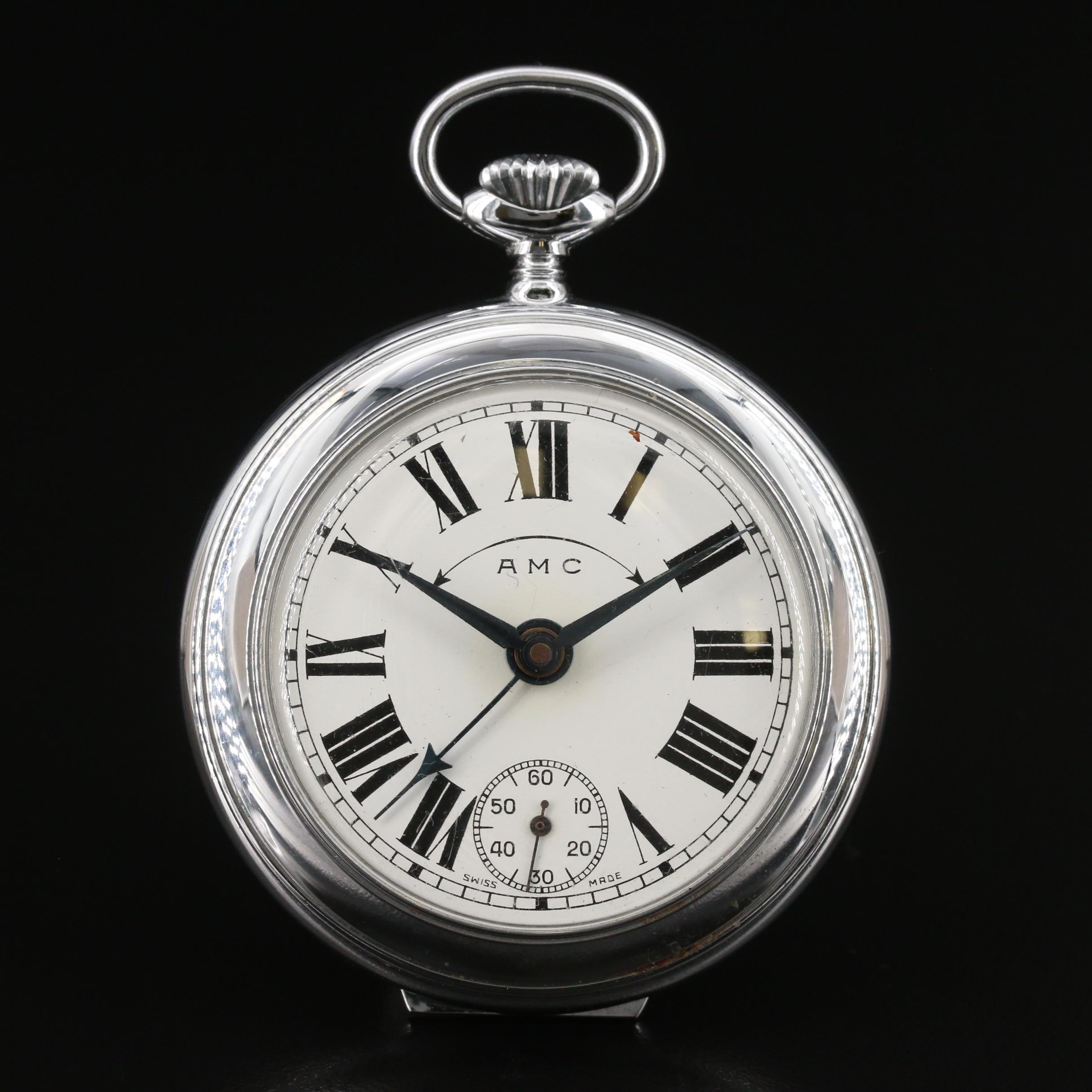 Vintage Swiss AMC Travel Alarm Clock