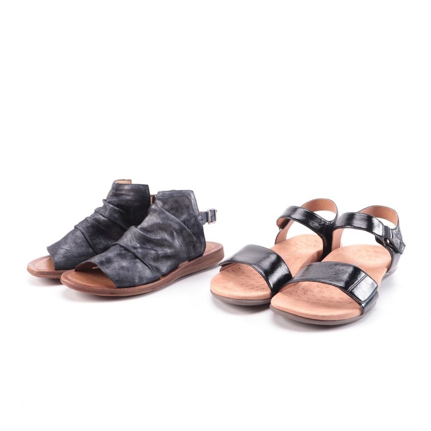 Vionic Black Patent Leather and Miz Mooz Metallic Sandals