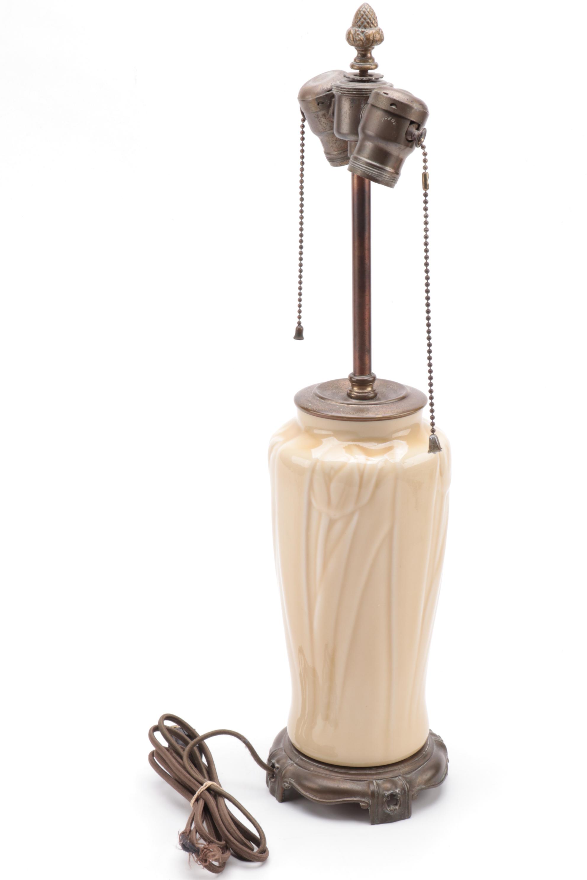 Rookwood Pottery High Gloss Tulip Base Table Lamp, 1939