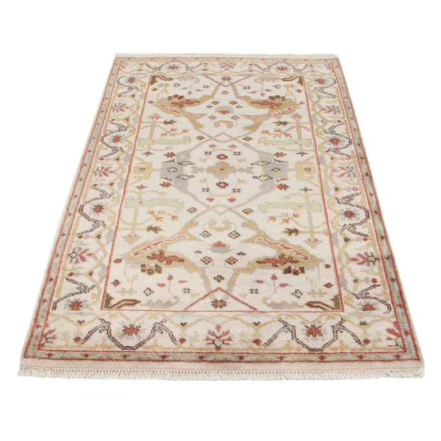 4' x 6'5 Hand-Knotted Indo-Turkish Oushak Area Rug, 2010s