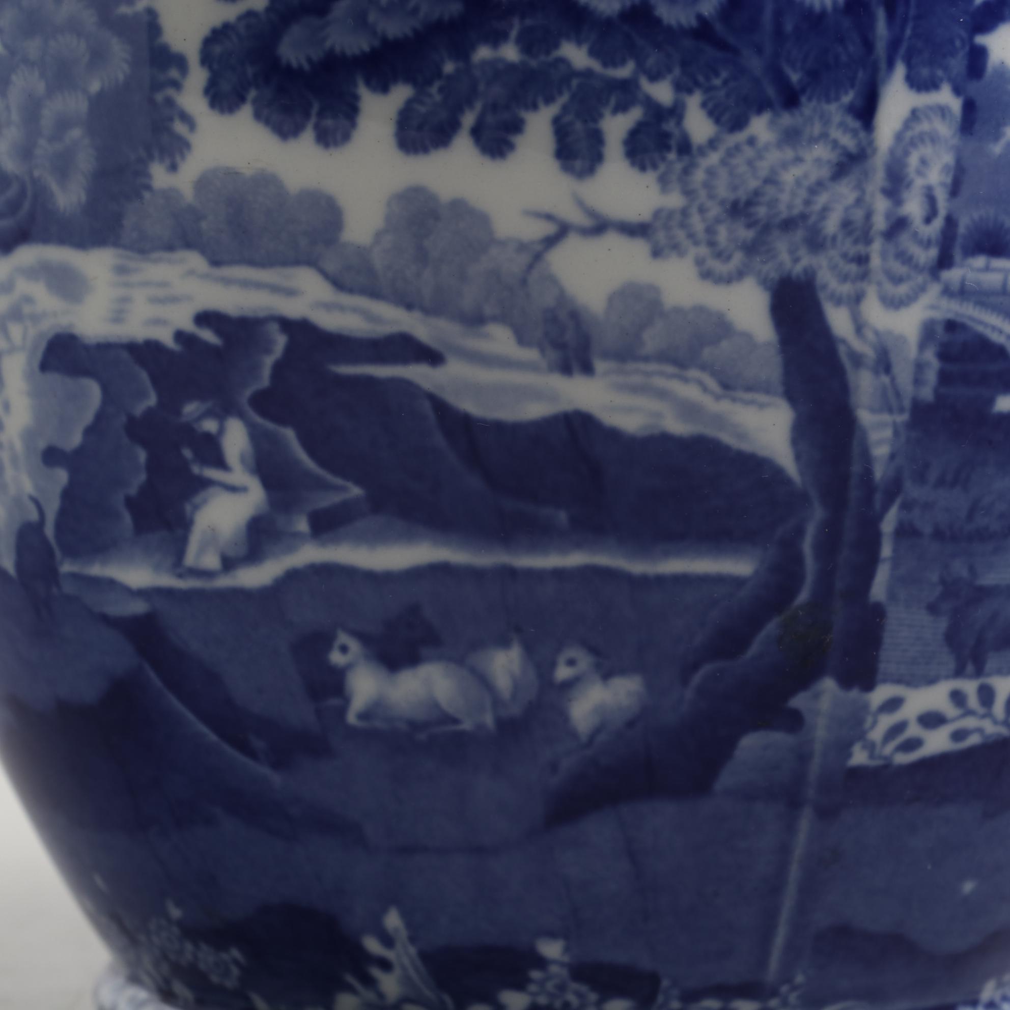 Copeland "Spode's Italian" Blue and White Transferware Pitcher, Early-Mid 20th C