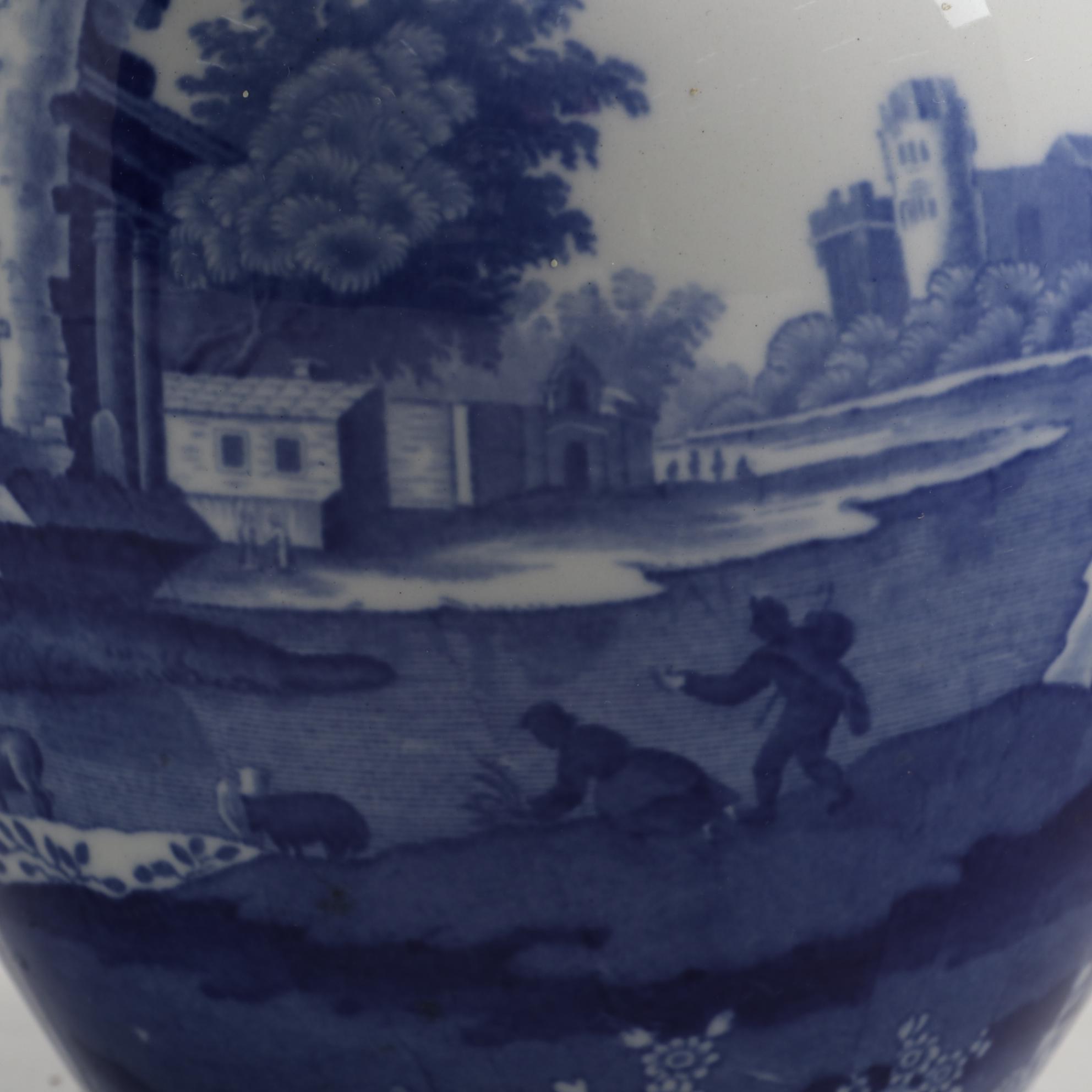 Copeland "Spode's Italian" Blue and White Transferware Pitcher, Early-Mid 20th C