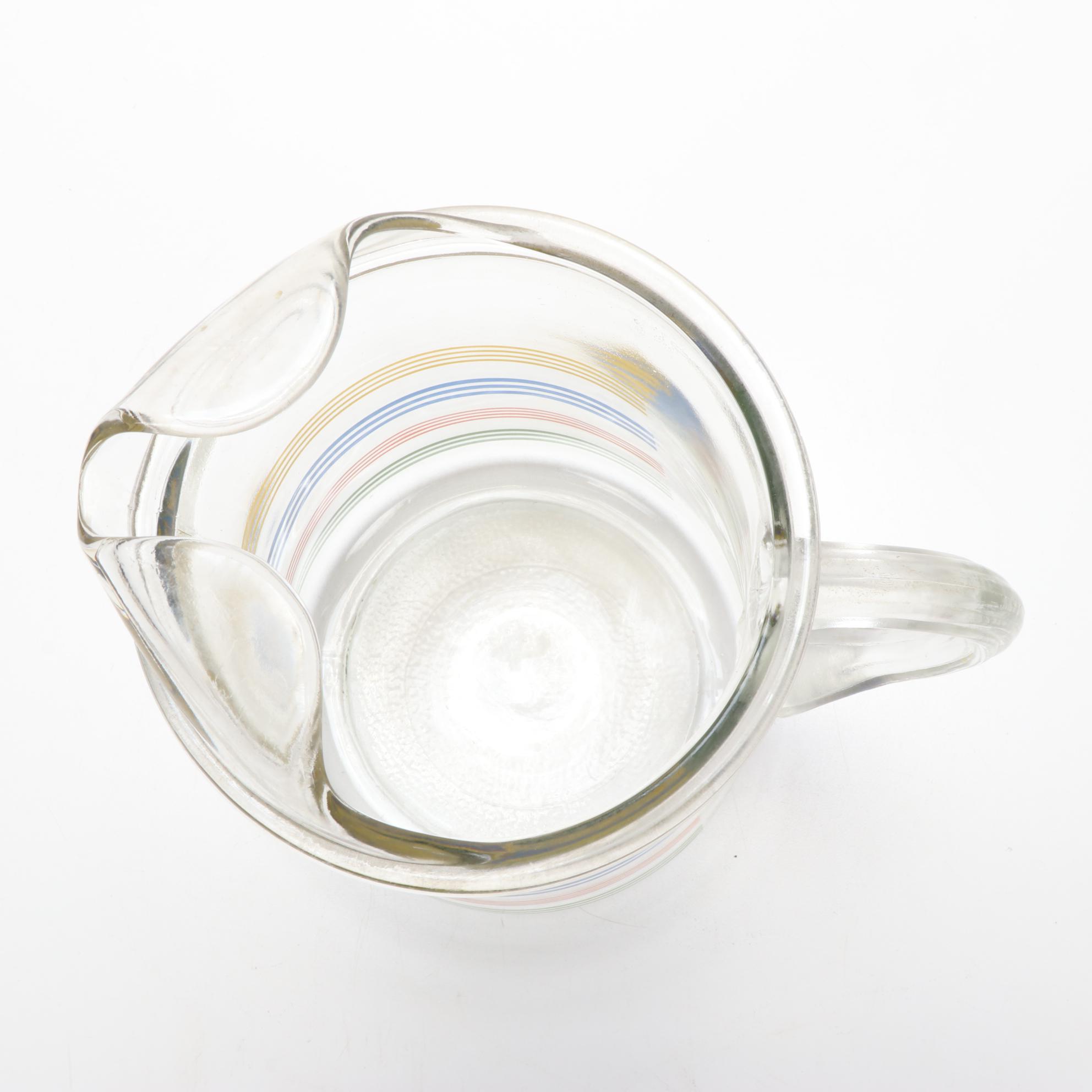 Hazel Atlas "Fiesta Stripe" Juice Glass Set with Pitcher and Shaker, 1950s