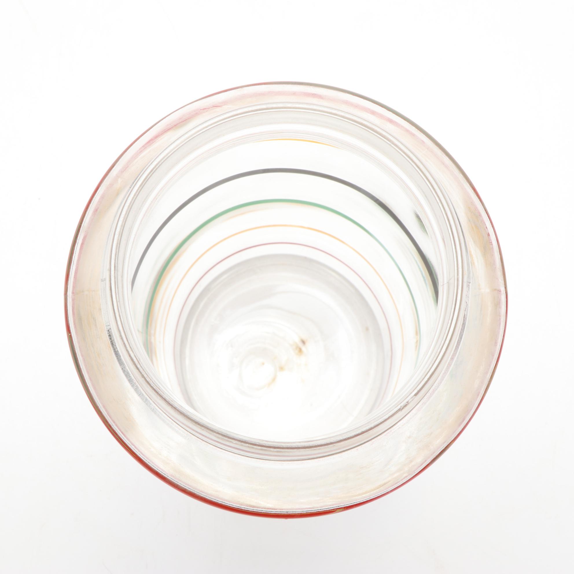 Hazel Atlas "Fiesta Stripe" Juice Glass Set with Pitcher and Shaker, 1950s