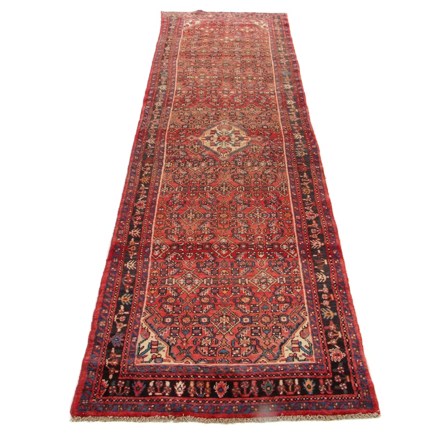3'4 x 12'3 Hand-Knotted Persian Zanjan Carpet Runner, 1970s