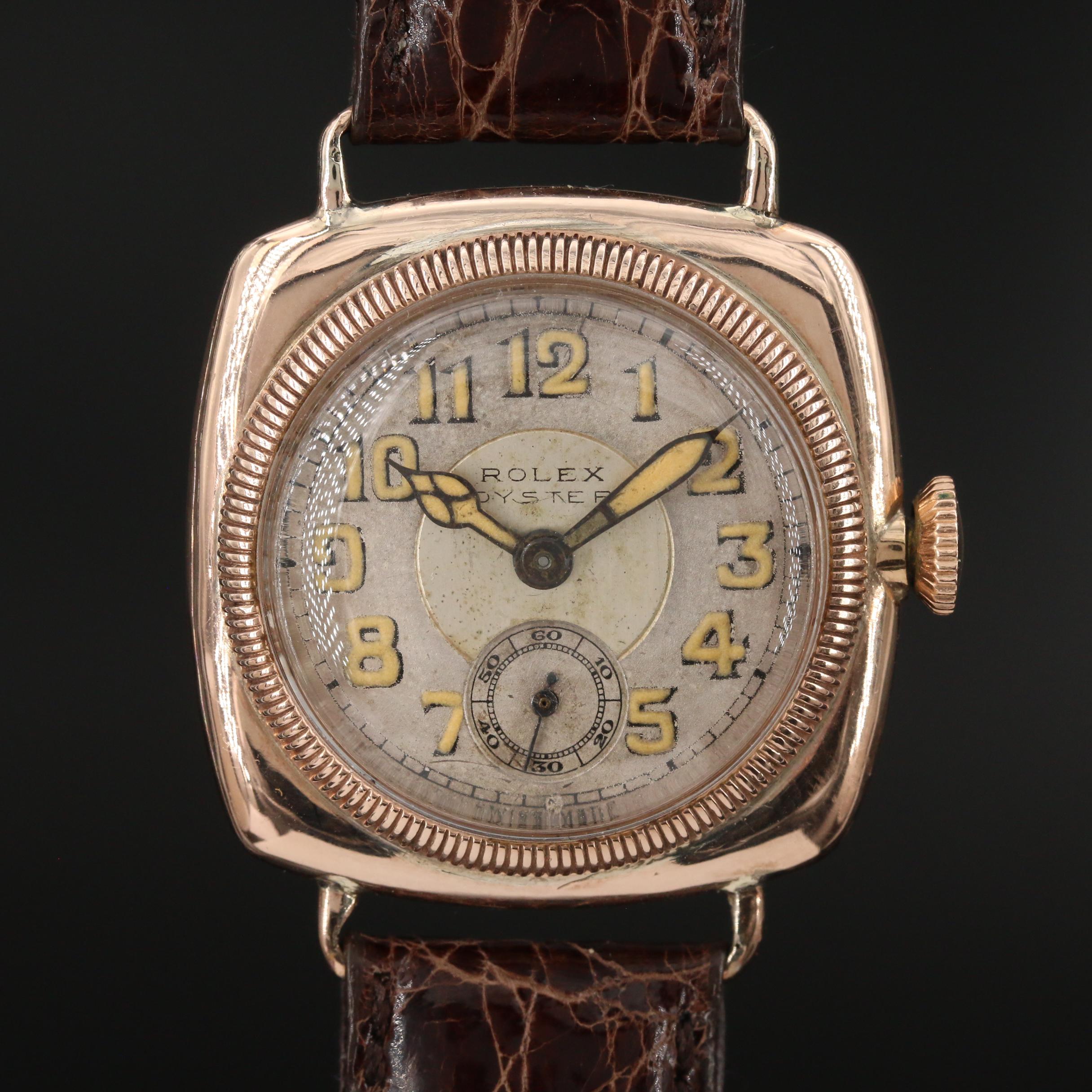 Rolex Oyster 9K Rose Gold Prima Stem Wind Watch