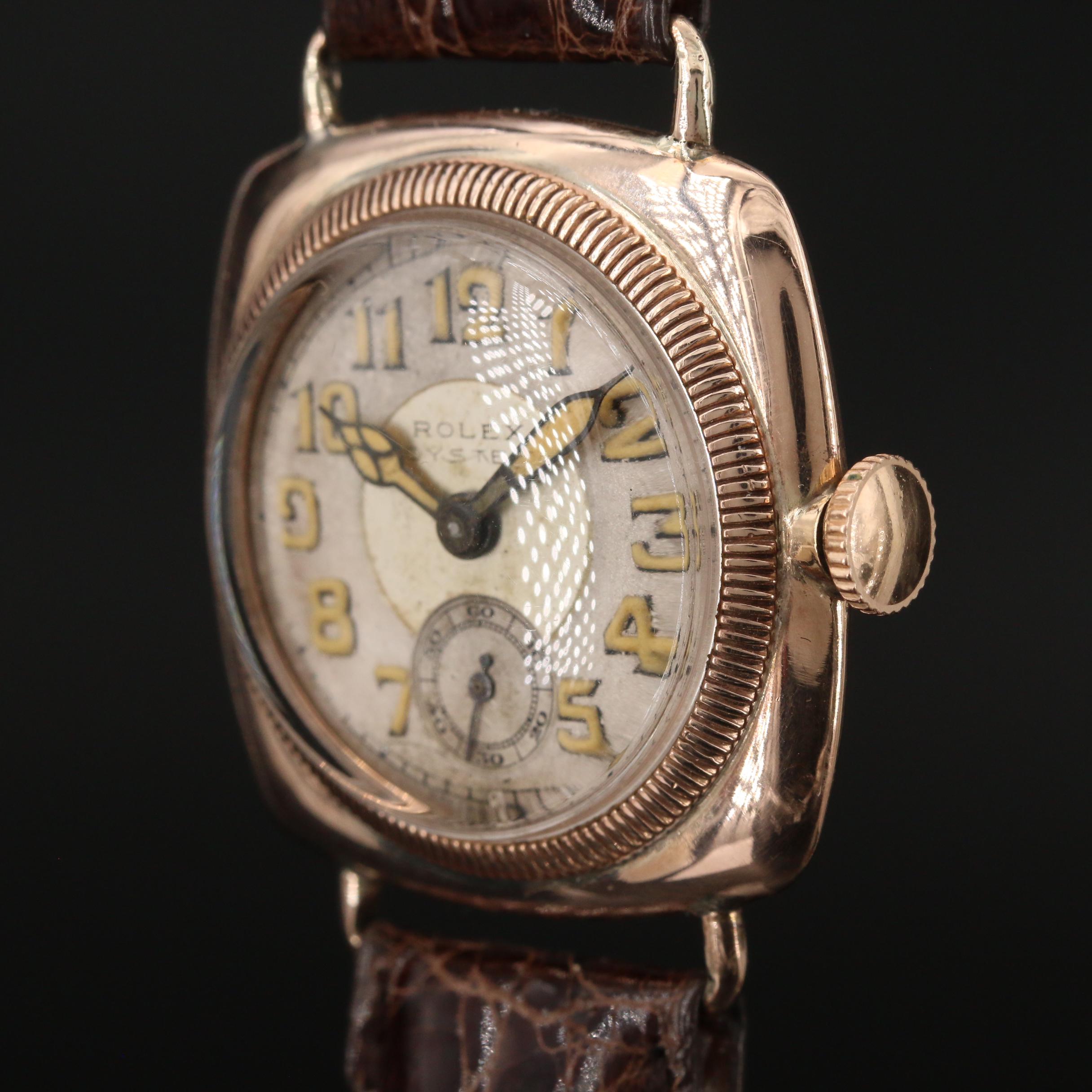 Rolex Oyster 9K Rose Gold Prima Stem Wind Watch