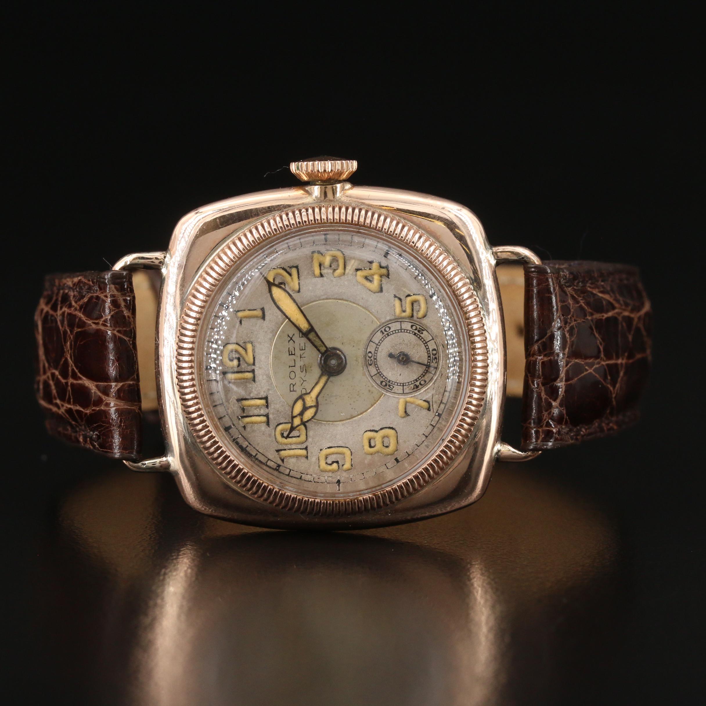 Rolex Oyster 9K Rose Gold Prima Stem Wind Watch