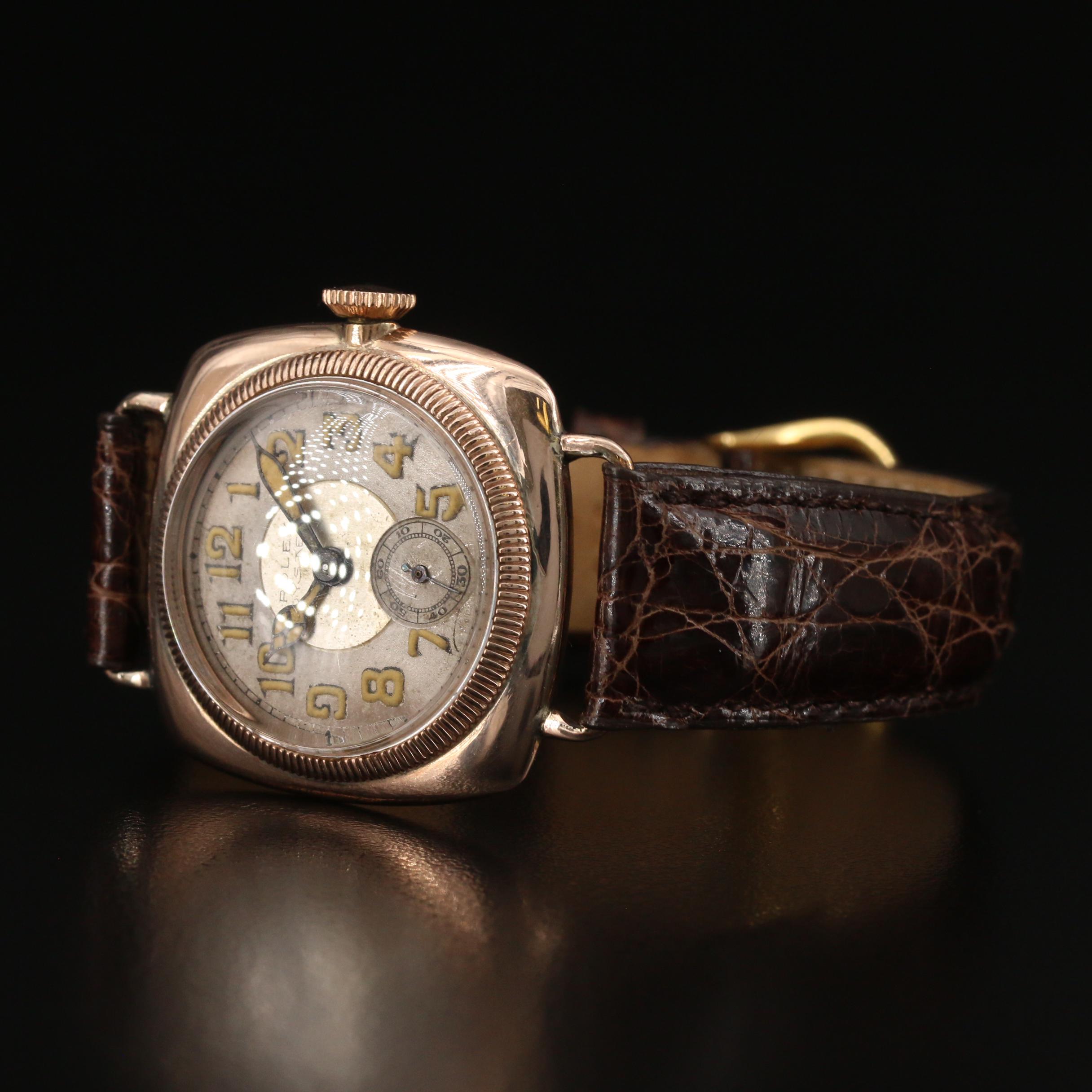 Rolex Oyster 9K Rose Gold Prima Stem Wind Watch