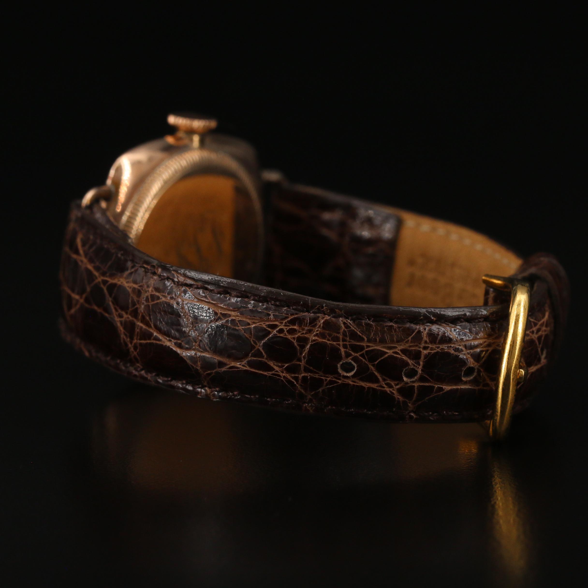 Rolex Oyster 9K Rose Gold Prima Stem Wind Watch