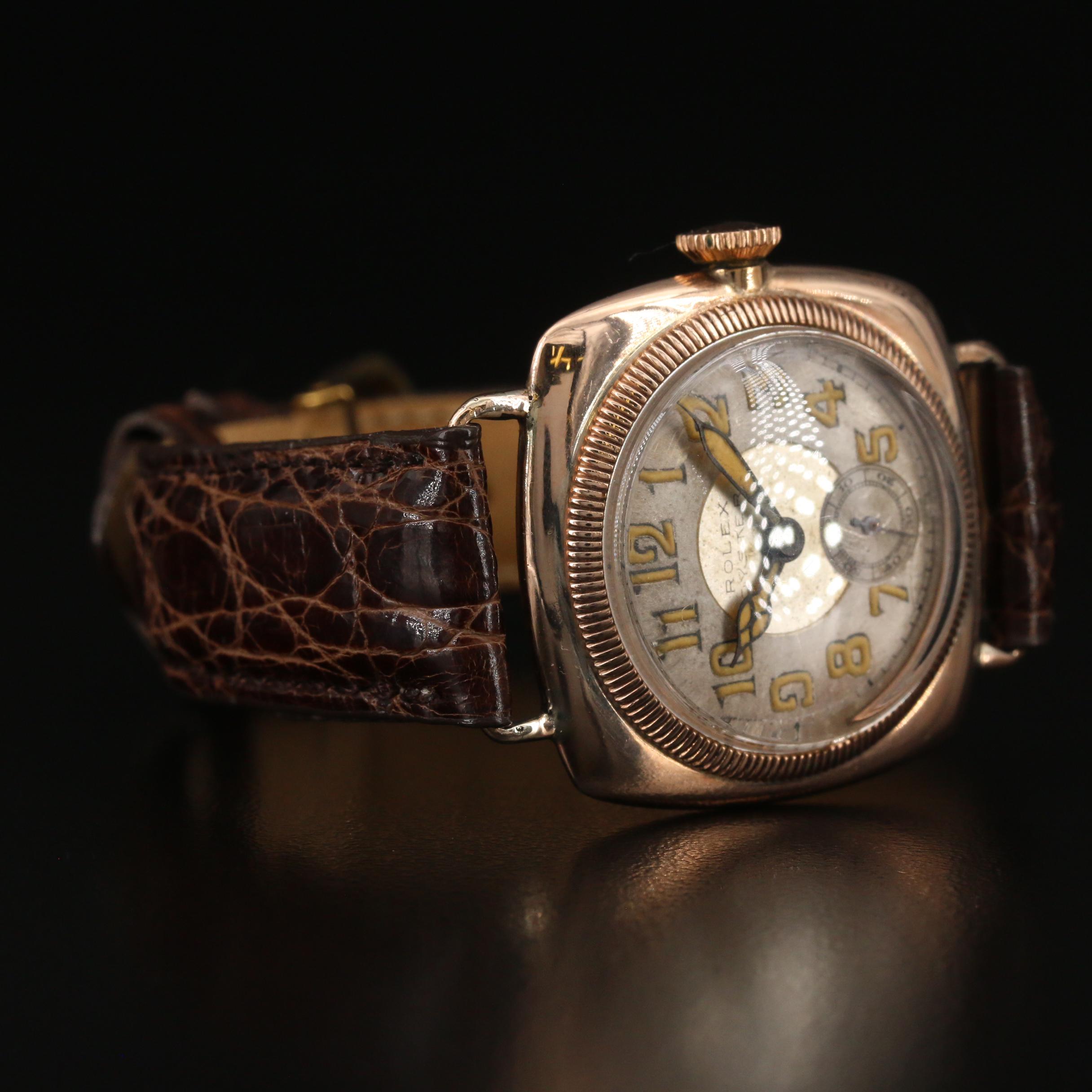 Rolex Oyster 9K Rose Gold Prima Stem Wind Watch